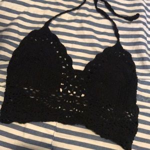 black crochet lace top bralette